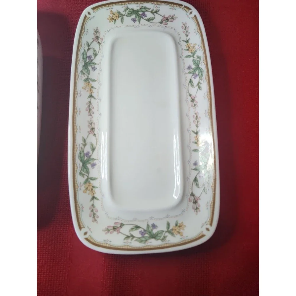Vintage Bellegarden by Citation Porcelain Covered Butter Dish Floral Gold Trim